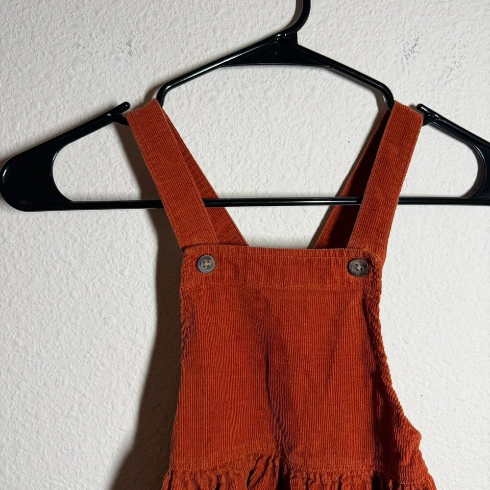 Old Navy Corduroy Overall Dress Baby Girls 5T Rust Orange Elasticized‎ Waist